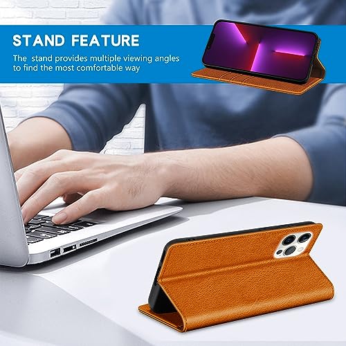 Image of ZZXX for iPhone 13 Pro Max Wallet Case Strong Magnetic 6.7 inch,Brown