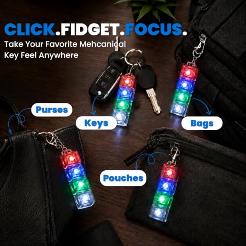 Image of Toy Imagine LED Keyboard Keychain (Pack of 4) Fidget Toy 4-in-1 Stress Relief Clicky Buttons with Lights Use on Bags, Keys & Purses Portable Finger Fidget Toy for Kids & Adults Perfect for Gifting