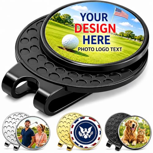 LOVEVEN Custom Golf Ball Marker Hat Clip Personalized Photo Logo Text