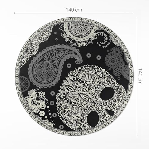 Tapis vinyle ø140 cm rond maison deco résistant à la rayure de sol en PVC durable - 4
