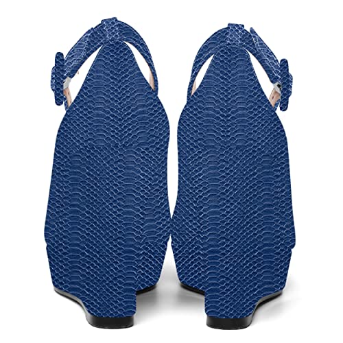 MOVINSTEPS Womens Round Toe Platform Ankle Strap Patent Night Club Sexy Buckle Wedge High Heel Pumps Shoes 4 Inch4