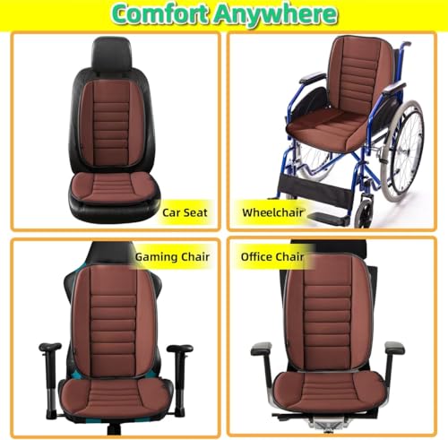 Image of Auto Oprema Car Seat Cushion with Back Support Pillow: Enhanced Comfort Memory Foam Design for Pain Relief, Ideal for Drivers and Office Use - Ergonomic Lumbar Comfort for Long Sitting - Brown