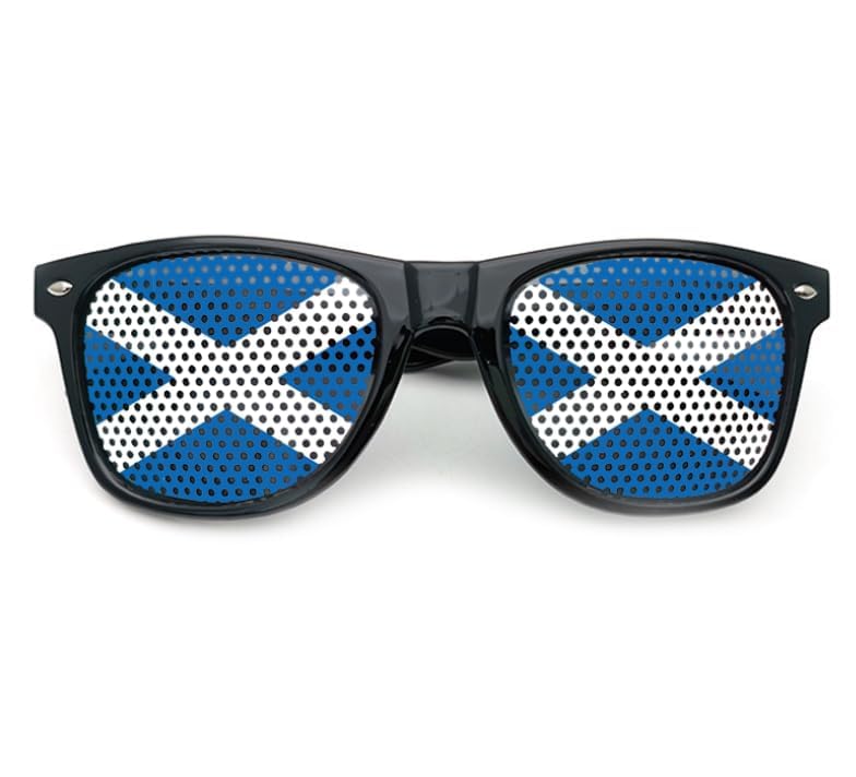 Scotland Saltire Novelty Party Glasses, St Andrew’s Cross Printed Plastic Spectacles, Lightweight Supporter Fancy Dress Eyewear for Football Match, Pub Events, National Holiday Party Decor