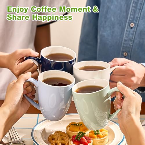 image for Mfacoy Porcelain Coffee Mugs Set of 6, 13 Ounce Coffee Cups with Handl