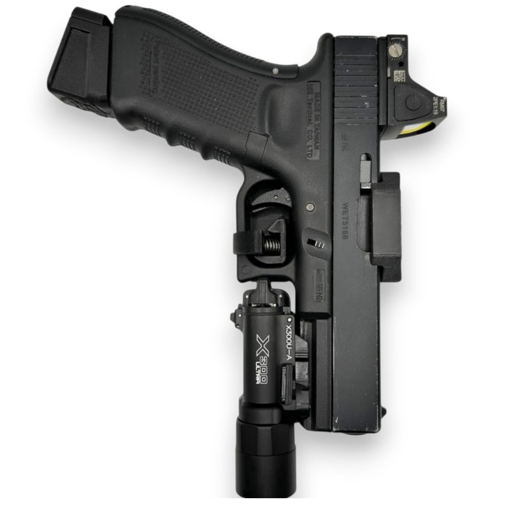 Viking Funda de Pistola Glock, Holster Glock 17 18 22 31 47, Compatible Tokyo Marui We KJW Umarex, para Diestros o Zurdos, Sujeción de Cinturón hasta 50mm de Ancho, Airsoft