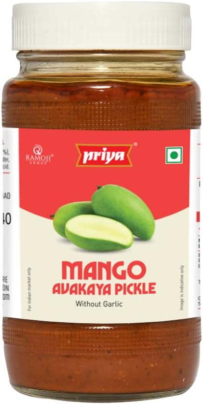 Priya Mango Avakaya Pickle without Garlic,500g-Authentic and Traditional-Homemade aachar