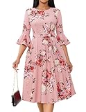 HomRain Women's Cocktail Graduation Dresses,Summer Dresses for Women Wedding Guest,Special Occasion Dresses for Women,Bell Sleeve Formal Dresses for Wedding Guest,Blush Flower S
