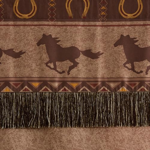Image of Chezmoi Collection Sedona Polyester Blend 4-Piece Southwestern Wild Horses Window Curtain Set (Brown)