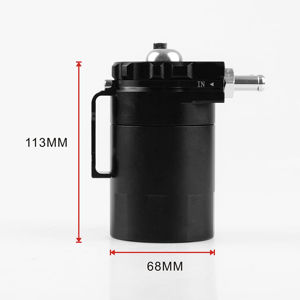 DollaTek alluminio nero lucido per automobile Contenitore per olio tanica da 300 ml con serbatoio del refrigerante in alluminio con filtro dell'aria