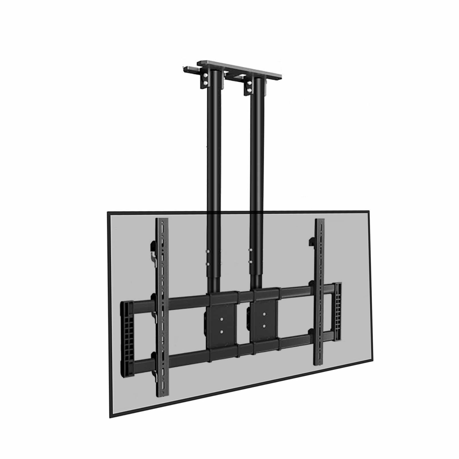 Support TV Plafond inclinable à double barre pour grands écrans de 60 à 120 pouces
