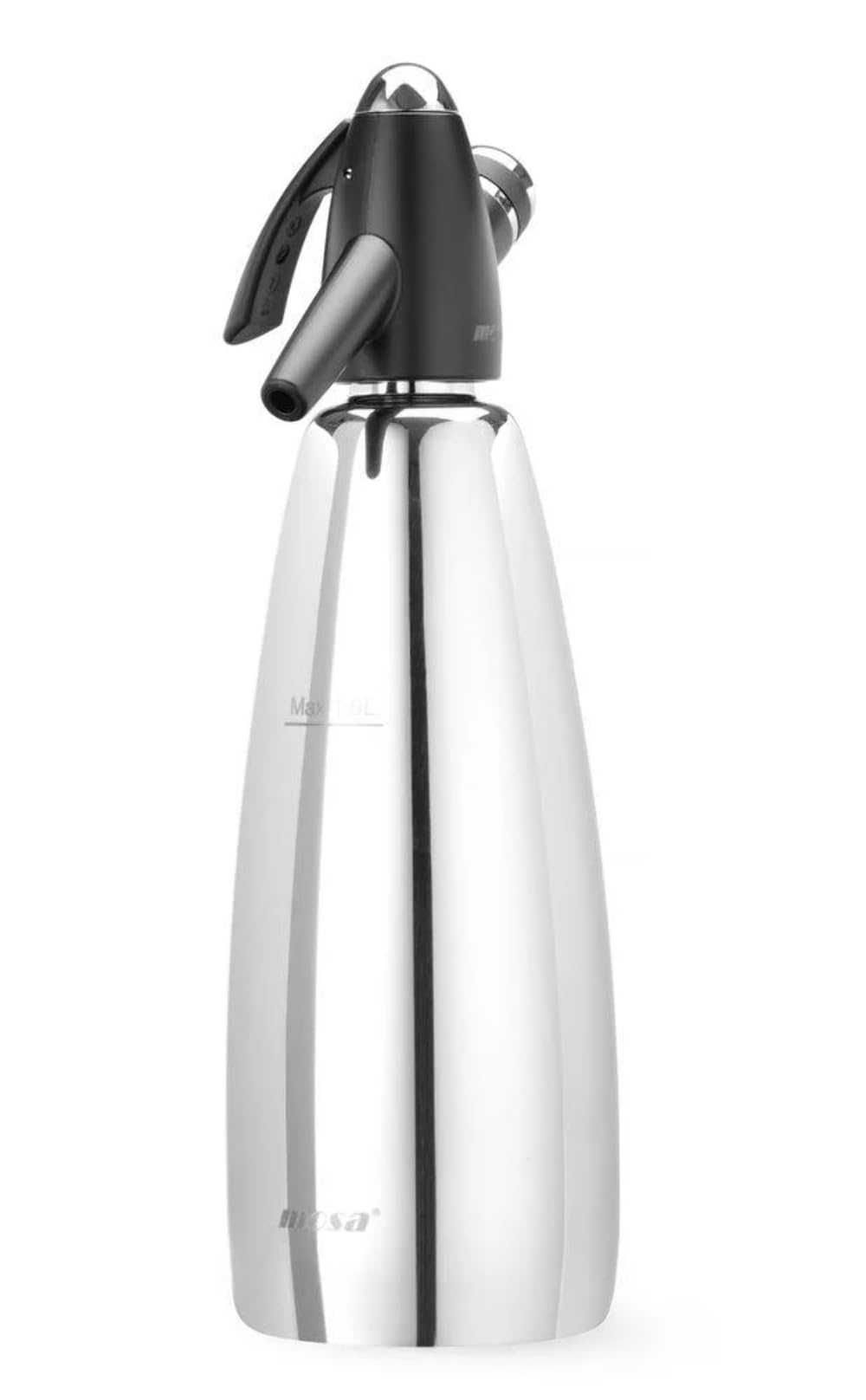HENDI Syfon sodowy, BarUp, do wody sodowej, do kapsułki CO2, syfon gazowany, butelka do wody gazowanej, 1L, ø95x(H)310mm, stal nierdzewna, PA