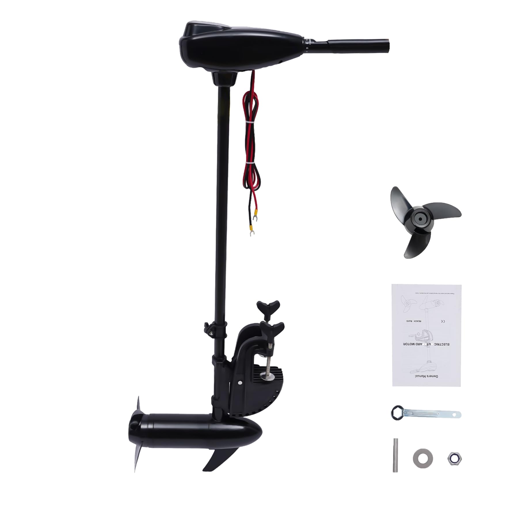 12V 80LBS Elektrischer Bootsmotor 1850KG Zugkraft | Elektrischer Außenbordmotor mit 5 Vorwärts- & 3 Rückwärtsgängen, Langwellen Außenbordmotor, Außenbordmotoren