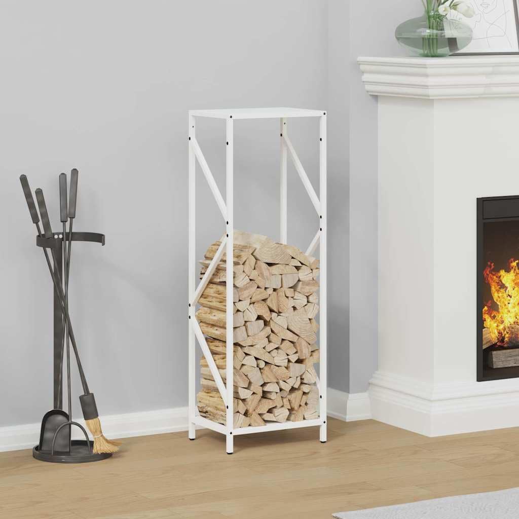 Mangloder Brennholzregal Weiß aus kaltgewalztem Stahl 34 x 25 x 100 cm, 100 kg Traglast, Feuerholz Regal für Kamin, Ofen, Feuerstelle, Indoor und Outdoor Ordnung