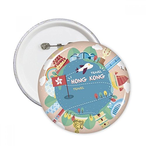 Pins J'aime Hong Kong badge bouton décoration vêtement lot de 5 pièces souvenirs multicolores