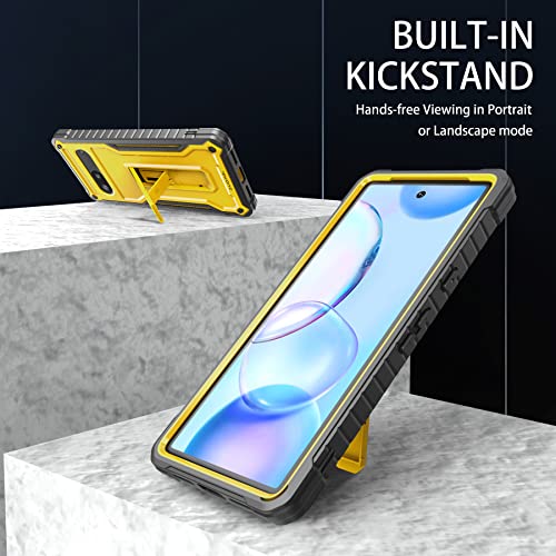 Image of for Google Pixel 7 Case, Military Grade Protection Shockproof Case with Tempered Glass HD Screen Protector and Kickstand Compatible with Google 7 Phone 6.5 Inch (Yellow)