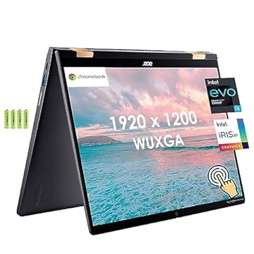 acer Spin 714 2 em 1 35.6 cm FHD+ Touchscreen Convertible Chromebook Laptop, Intel 10-core i5-1335U de 13ª geração, 8GB LPDDR4X RAM, SSD de 2TB, teclado retroiluminado, Thunderbolt 4, Wi-Fi 6, Chrome