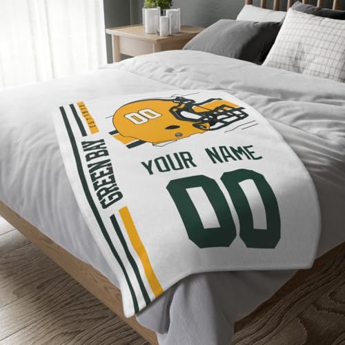 Image of Green Bay Throw Blanket Custom Name and Number Personalized Gifts for Men and Women