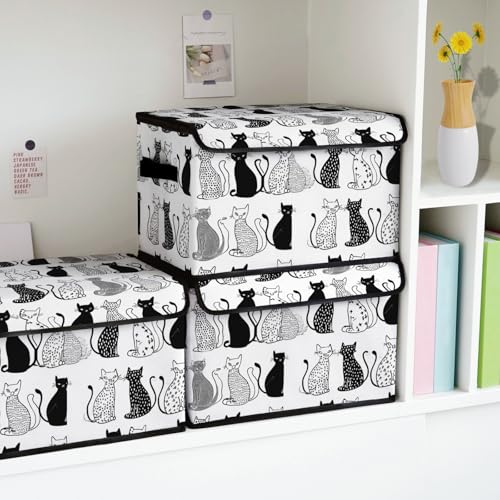 Image of Stackable Storage Bins with Lids,Closet Organizers Fabric Box for Home and Office,Blanket Clothes Organizers,Under Bed Storage Containers 3 Pack