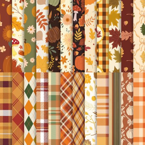 24 Sheets Fall Thanksgiving Scrapbook Paper Double-Sided, 11.4Γ11.4 Inch