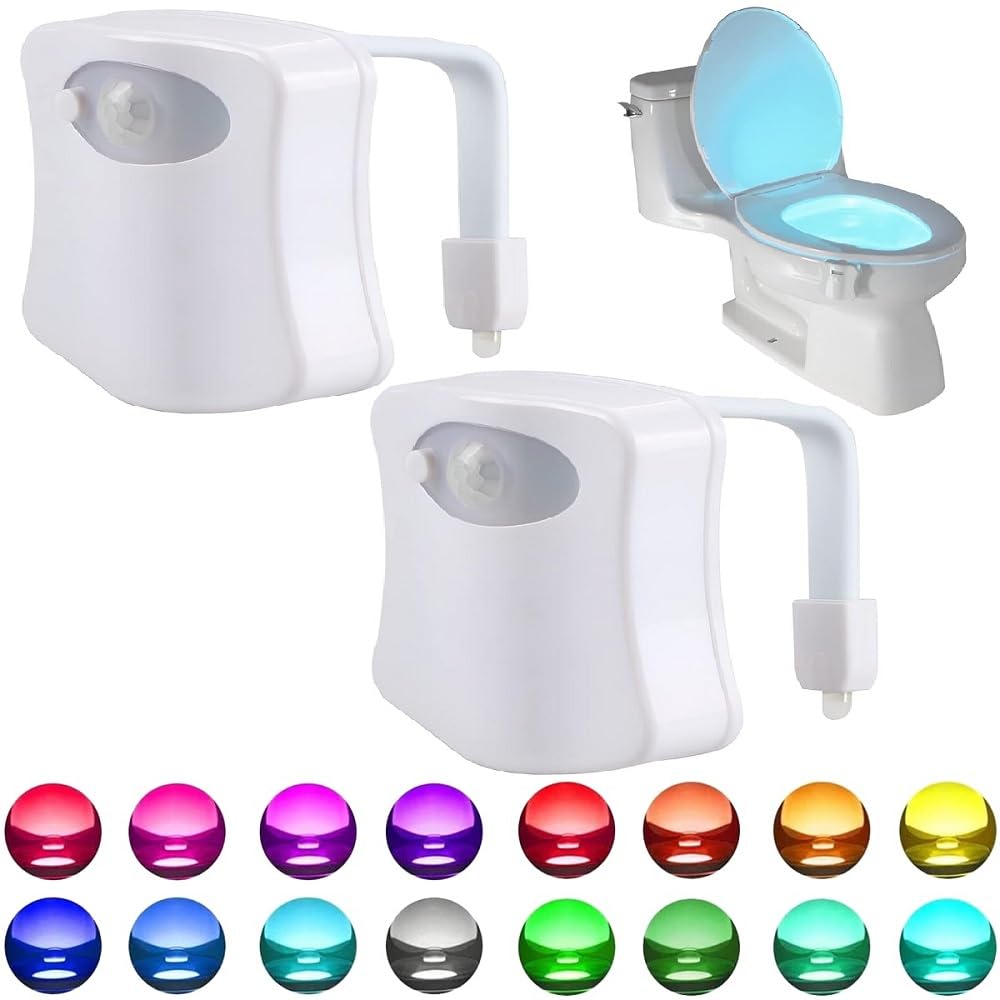 A2K Zone Smart Motion Sensor LED Toilet Night Light Waterproof with 8 Color Changing Toilet Bowl for Bathroom, White Color 1 Pcs