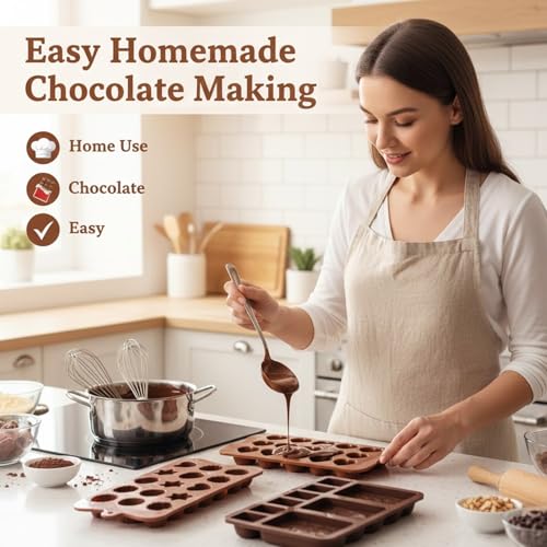 Image of Signamio 3 Pcs Chocolate Mould Set - Heart Shape & Multi Design, | Chocolate Mould Silicone for Candy Making | Durable Chocolate Silicone Mould for Creative Desserts