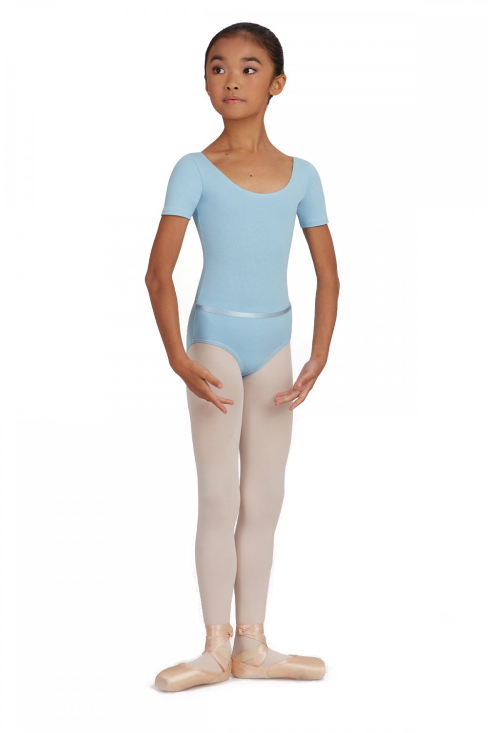 Capezio Scoop Neck Short Sleeve Ballet Leotards for Girls Soft and Stretchy Dance Leotard with Cap Sleeves and Removable Belt - Image 2