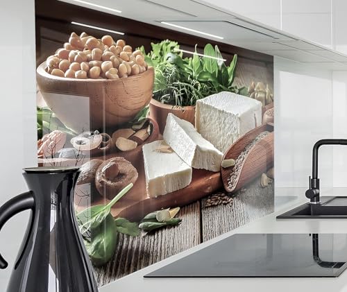 timalo Spritzschutz Wand für Herd, Küche Küchenrückwand Glasoptik | Acryl Glas 2mm | Glasrückwand Acrylglas Wandpaneele Rückwandschutz Platte | 60x52cm