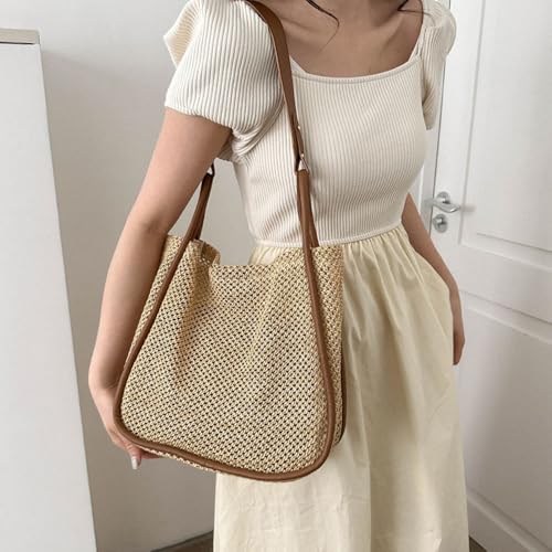 Gogobear Summer Woven Straw Tote Bag Large Capacity Comfortable Shoulder Bag Beach Vacation Boho Handbag4