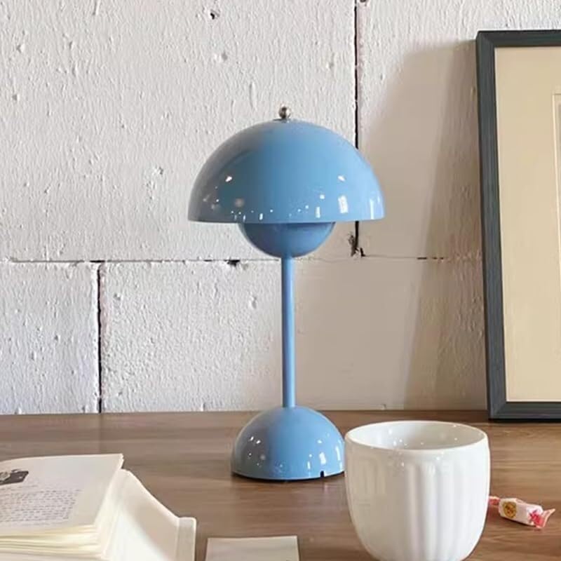 GWJKG Tavolo Cupola Semplice retrò, Lampada Funghi cordone Portatile, alla Decorazione della casa del Camera da Letto Adatto a Soggiorno, dormitorio, Ufficio (elettroplacatura d'Argento)