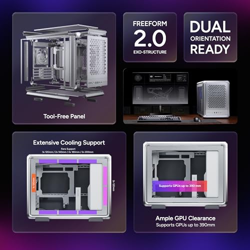 Image of Cooler Master MasterFrame 400 Micro ATX PC Case, Premium Aluminum mATX Modular Chassis, 1x ARGB Fan, 390mm GPU Support, 360mm AIO Radiator, Dual Orientation, USB 3.2 Type-C, Silver