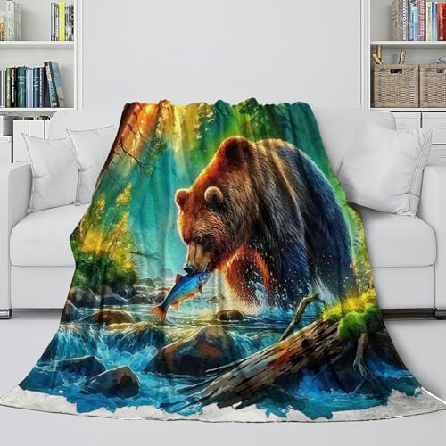 Couverture microfibre ours brun plaid lit chaud et doux pour chambre ado - 5