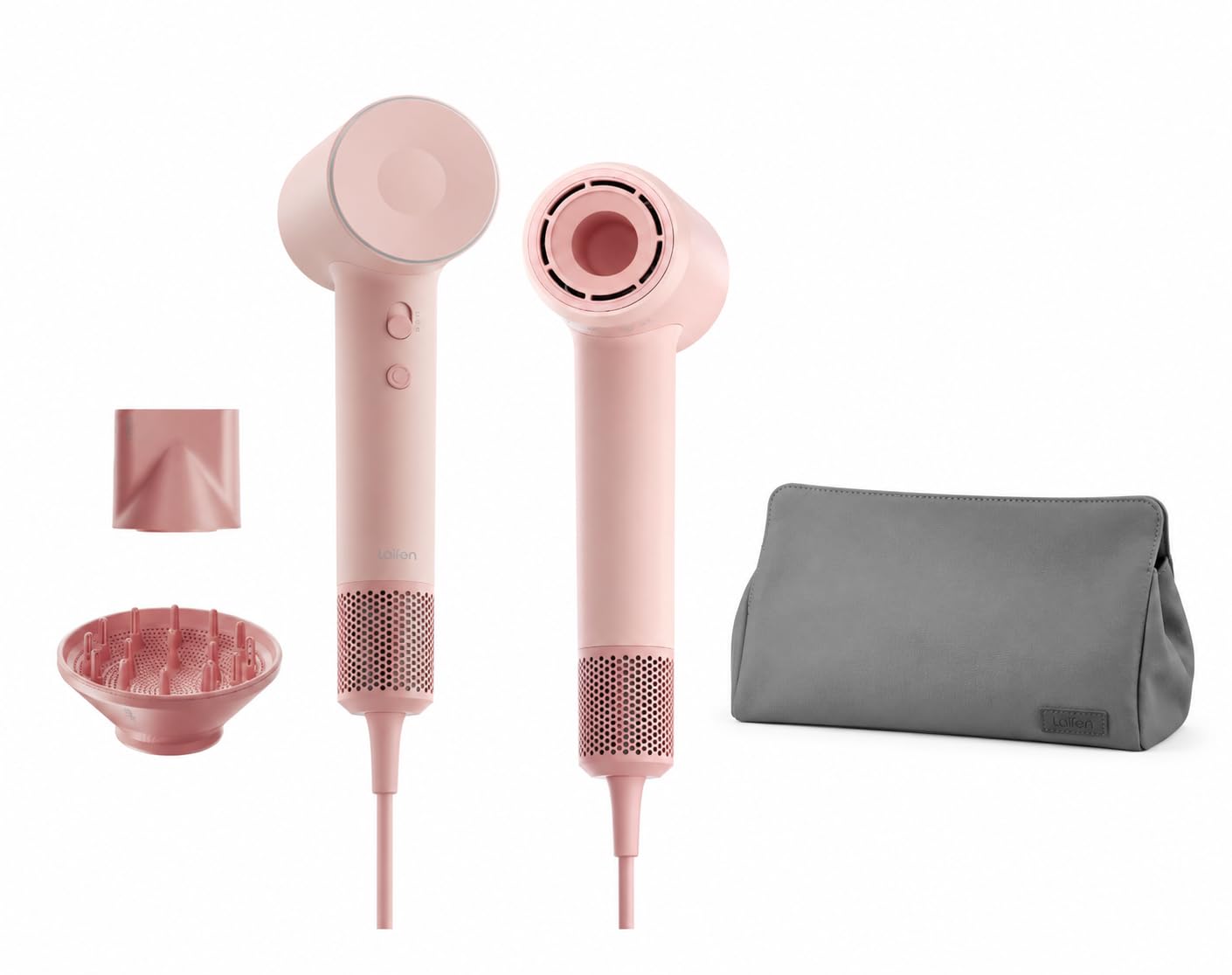 Laifen Pink Hair Dryer SE 2 with Laifen Grey Hair Dryer Bag
