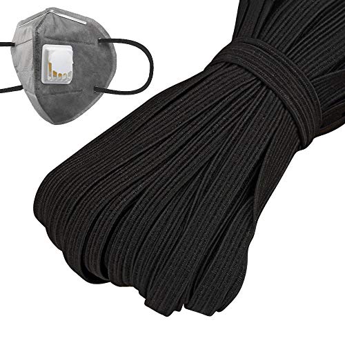 Flat Elastic Band, Elastic for Sewing Black Elastic String Elastic Cord Wide Braided