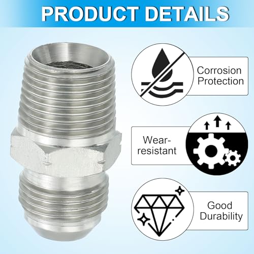 Image of PATIKIL Pipe Adapter Connector 7 /8 inch Male 74 Flare JIC x 5 /8 inch Male R Pipe Fitting 2 Pcs Oil Feed Restrictor Fitting Hydraulic Connector for Oil Steam Water Pipelines System