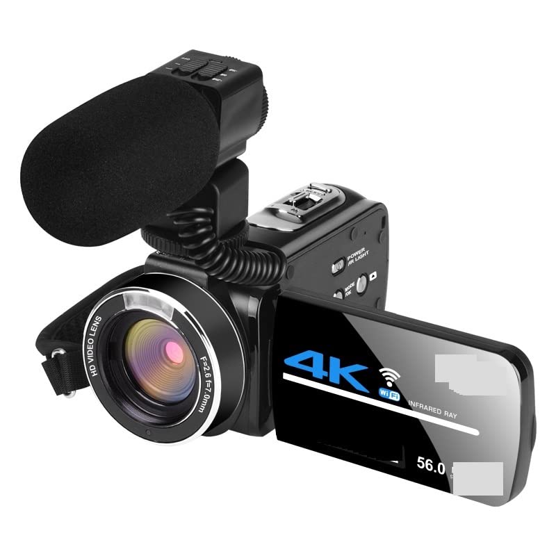Caméra vidéo 4K pour vlog avec objectif grand angle et vision nocturne UHD 56MP