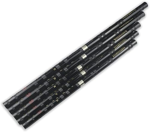 Miniatura 10 de Flauta Dizi (clave de C, D, E, F, G), de bambú amargo, negra, para principiantes y profesionales, con juego de membrana, pegamento y protector. Este