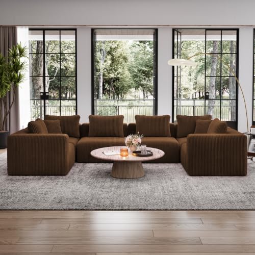 Image of Avenco 141-inch 6-seat Modular Sectional Sofa Couch, Corduroy Fabric