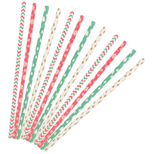 200 pitillos desechables de papel para fiesta navideña miniatura 1