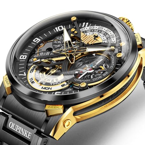 Image of OLEVS GELATU Mens Watch Automatic Tourbillon Wristwatch Skeleton Mechanical Self Winding 50M Waterproof Sapphire Crystal Square Male Watches Yellow /White /Black /Green