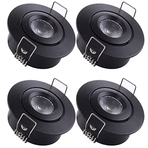 Yodave 4 Mini Spot Encastrable LED Plafond Spot encastré Lampe 1W Blanc Chaud 3000K pour Vitrine,Plafond,Cuisine,Placard,DIY éclairage etc