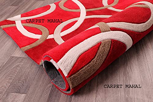 Image of Carpet Mahal Export Quality Handmade Tuffted Pure Woollen Carpet for Living Room Bedroom Size 6 x 9 feet (180X270 Cm) Color-Multi
