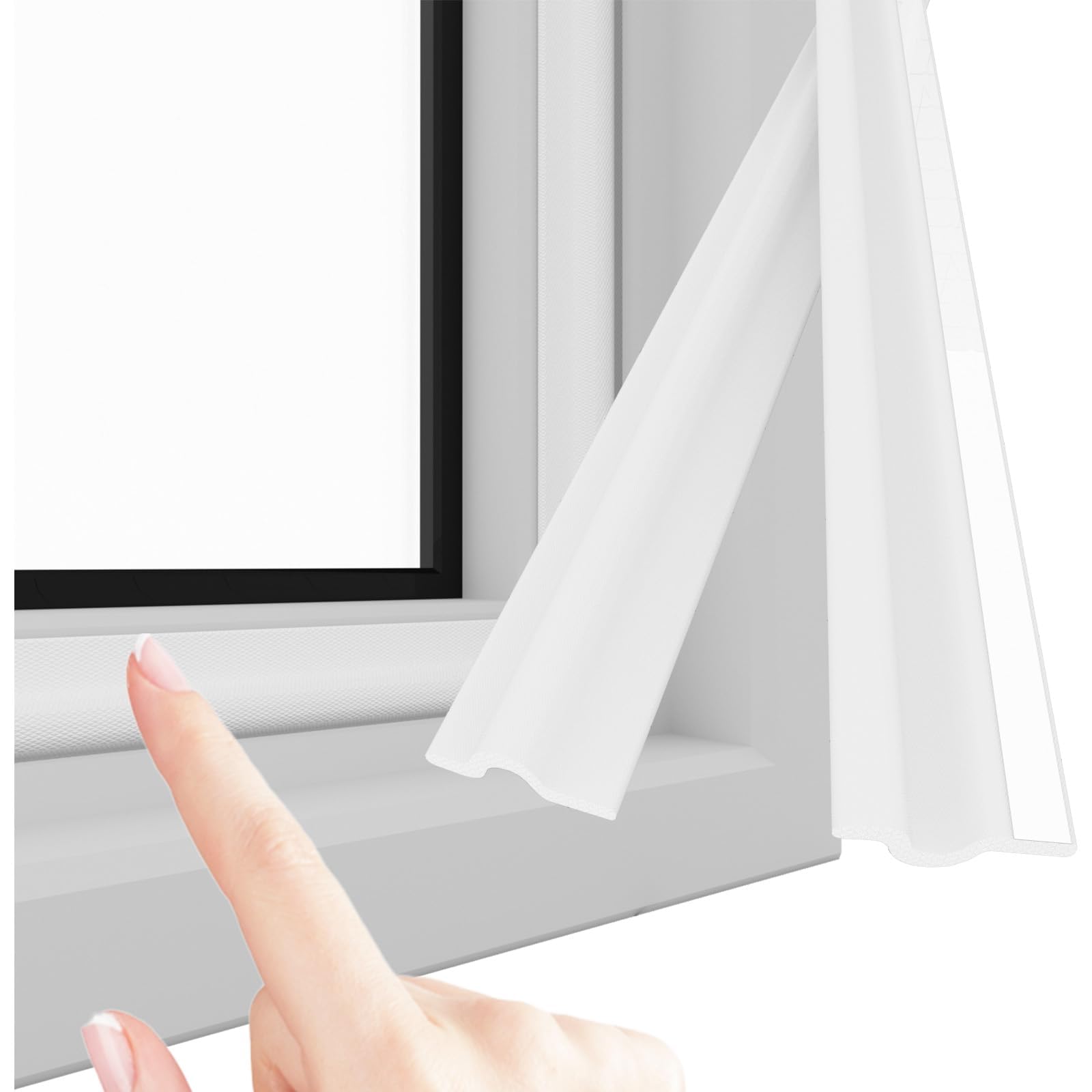 Window Draft Stopper Seal Strip, Self-Adhesive Foam Windows Weather Stripping, Window Insulation Sealer for Winter, Soundproof Draft Blocker Seal Strip for Door Bottom and Side Gap (10 FT, White)