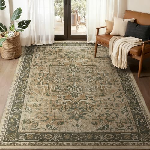 Jainmy Vintage Distressed 5x7 Area Rugs for Living Room Bedroom Non Slip Washable, Medallion Pattern...