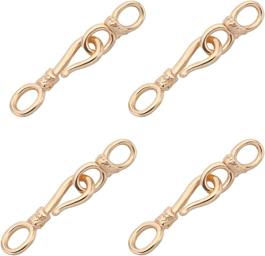 Beebeecraft 1 Box 15Pcs S Hook Clasps 18K Gold Plated Cubic Zirconia Jewelry Clasps Eye Toggle End Clasps Connector with Dangle Loop for Jewelry Making Accessories