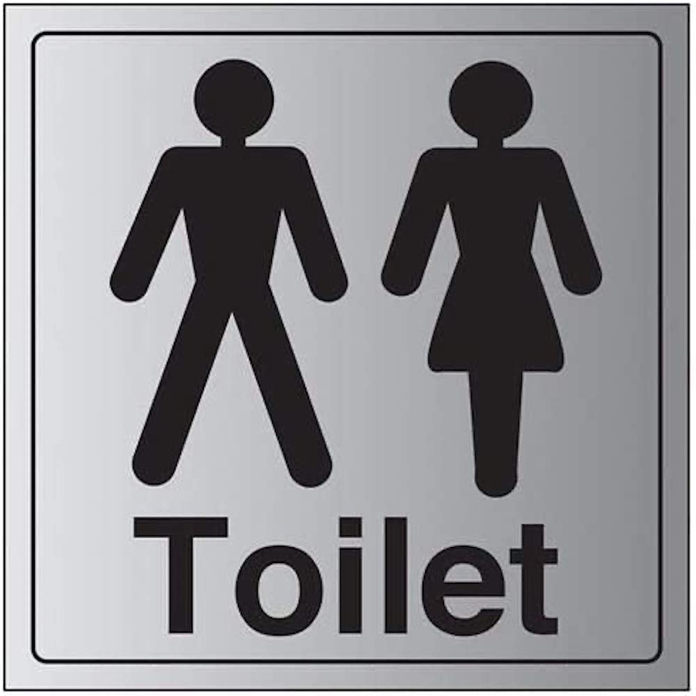 Vsafety Women's Silver V Safety General Door-Gents/ Toilet Sign - 200Mm X 200Mm - 3Mm Brushed Alu Comp