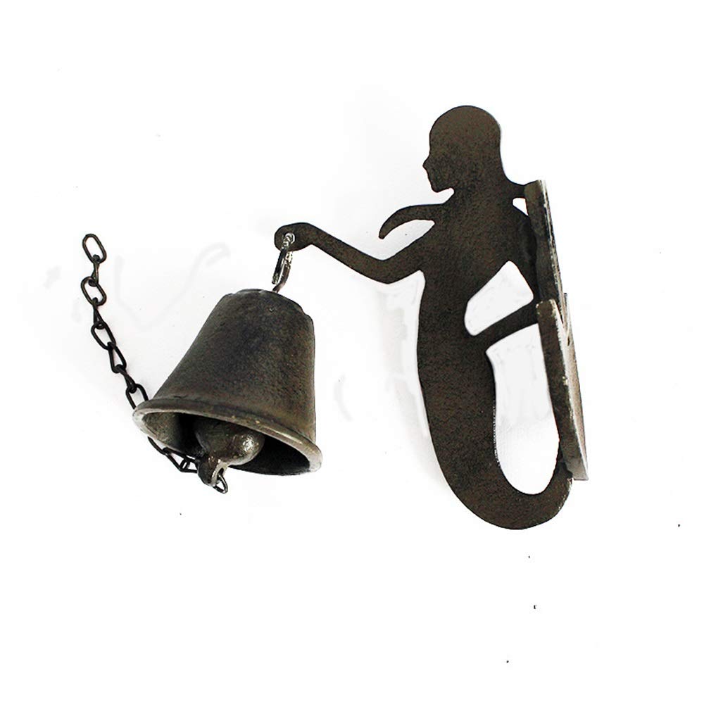 Ylfkwlhrw Iron Door Bell Retro Cast Wrought Garden Wall Decoration Doorbell Wall Hanging Wooden
