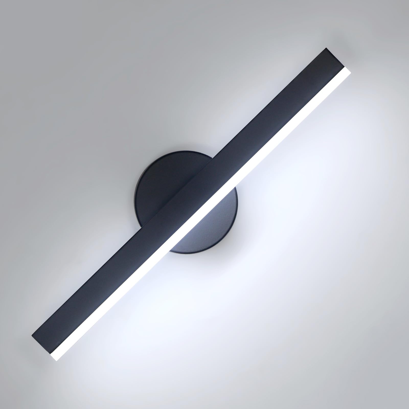 Comely Lámparas de Pared Led Interior, 12 W Apliques de Pared Interior Negro Giratorio 360°, Moderna Luz de Pared para Salón Dormitorio Sala Pasillo Escalera, 6500 K Blanco Frío