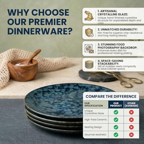Image of Freakway Stoneware Dinner Plates Round, Set of 4,Grey, Reactive Glaze Modern Contemporary Style