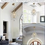 BESTIER złoty nowoczesny żyrandol kryształ krople deszczu oświetlenie sufitowe jadalnia łazienka sypialnia salon 1 E27 wymagana żarówka d32cm X wys. 40 cm
