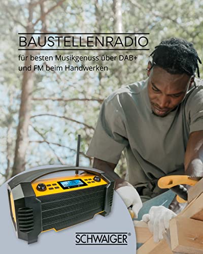 SCHWAIGER -DABWORK2- DAB+ Baustellenradio mit DAB+, UKW, Bluetooth, AUX, USB-Ladeport, leistungsstarker Li-Ion Akku, mit… - Image 7